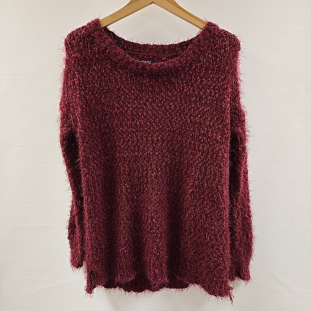 Rhapsody Long Sleeve Sweater Womens Large Burgundy
